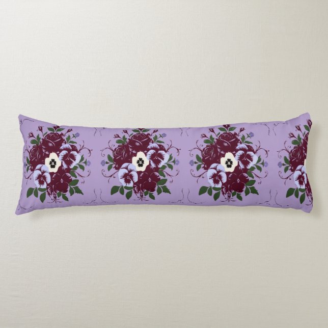 Coussin Long Décoratif - Bouquet de Violettes (Devant)