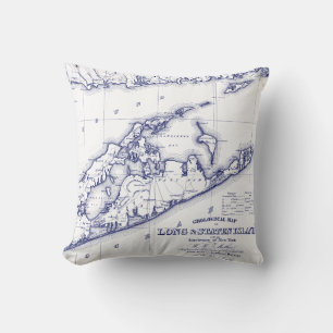 Coussin Long Island The Hamptons Map VC