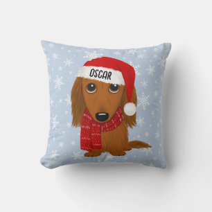 Coussin LonghEI Dachshund mignon chien Noël personnalisé