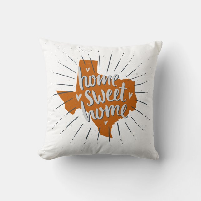 Coussin Longhorn Burnt Orange Home Sweet Home - Texas (Recto)