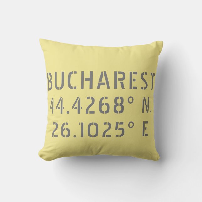 Coussin Longitude de la latitude de Bucarest (Recto)