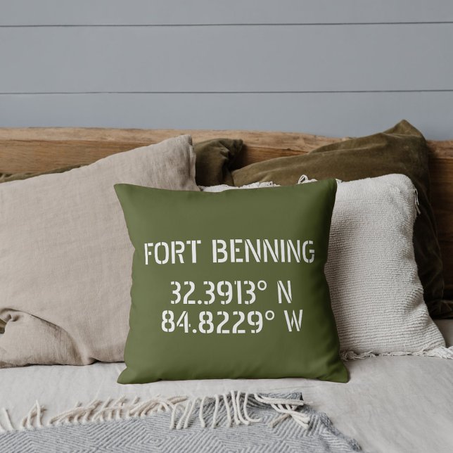 Coussin Longitude de la latitude de Fort Benning (Créateur téléchargé)