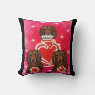 Coussin Longs Dachshunds rouges haïes