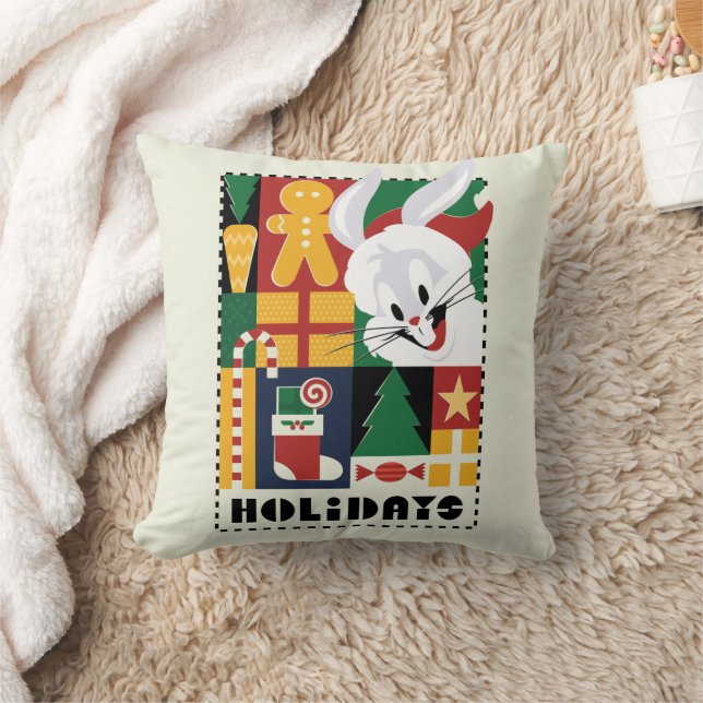 Coussin LOONEY TUNES™ BUGS BUNNY™ Holidays Badge (Couverture)