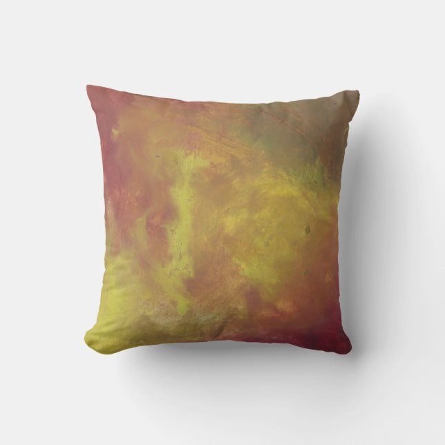 Coussin L'or rouge et la peinture à l'huile Abstraite vert (Recto)