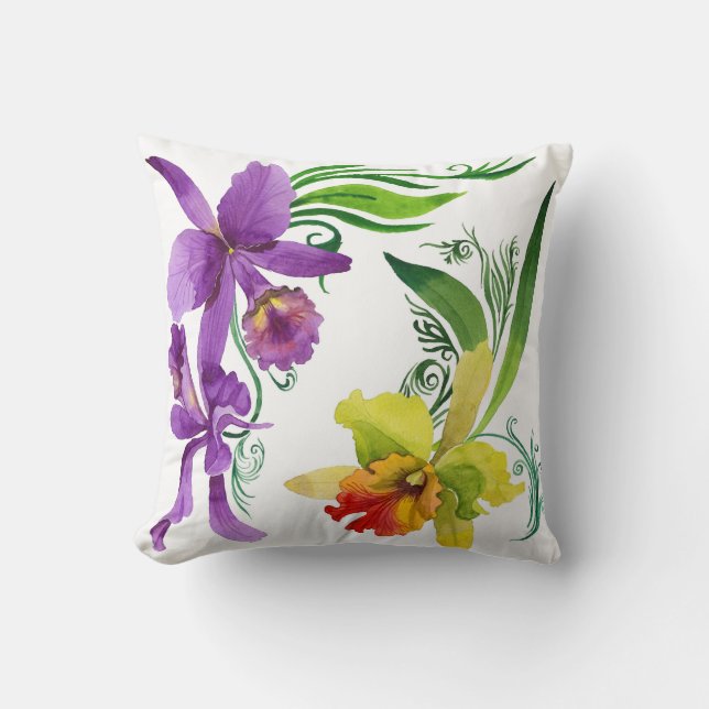 Coussin L'orchidée pourpre et jaune fleurit la couleur (Recto)