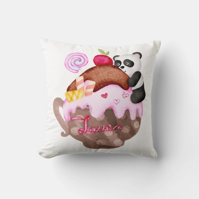 Coussin L'oreiller à lancer de poule de Panda Love de Vale (Recto)