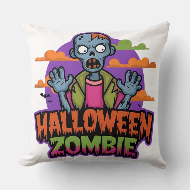 Coussin L'oreiller à lancer zombie d'Halloween étrange : E (Recto)