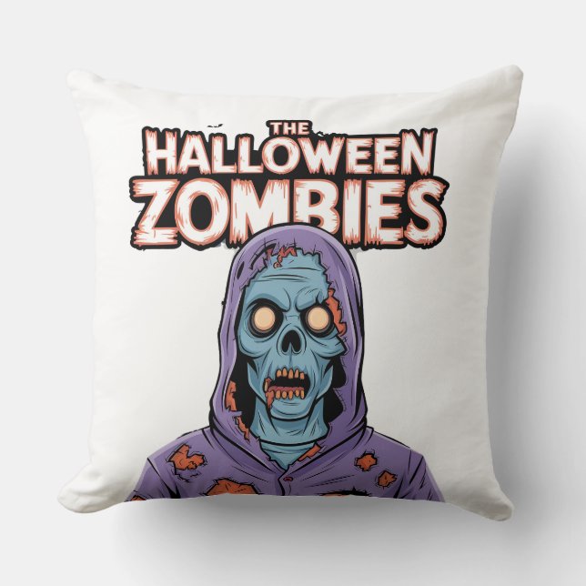 Coussin L'oreiller à lancer Zombie Halloween : Éffrayant N (Recto)