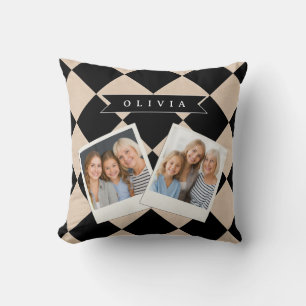 Coussin Losange à carreaux noir personnalisé de Harlequin