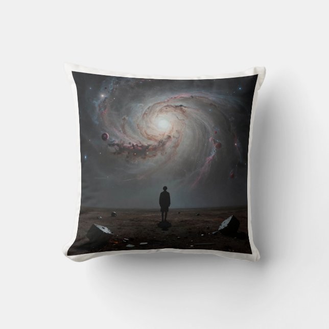 Coussin Lost in the clockwork of the cosmos. (Recto)