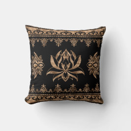 Coussin Lotus Flower ornement de luxe - noir et or