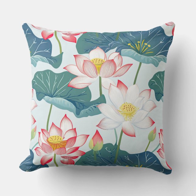 Coussin Lotus rouge et rose (Recto)