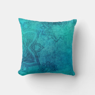 Coussin Lotus texturé bleu