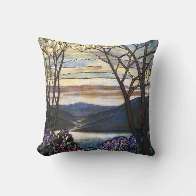 Coussin Louis Comfort Tiffany - Vitrail 4 Magnolias (Recto)