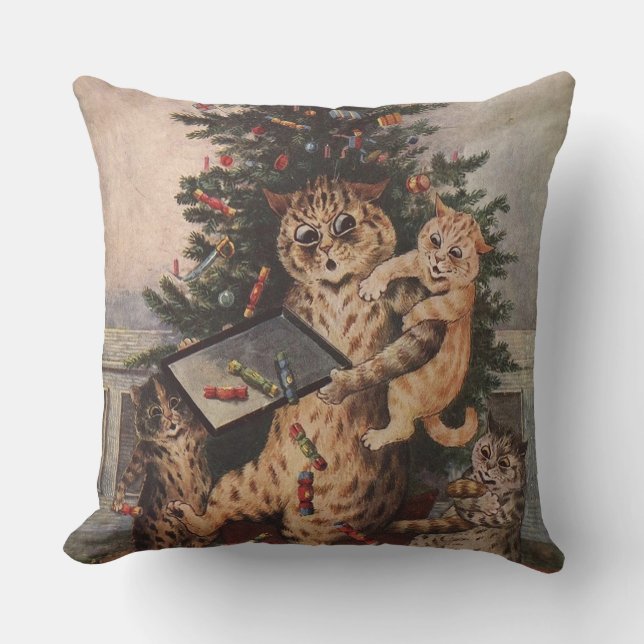 Coussin Louis Wain Christmas Time in Catland  (Recto)