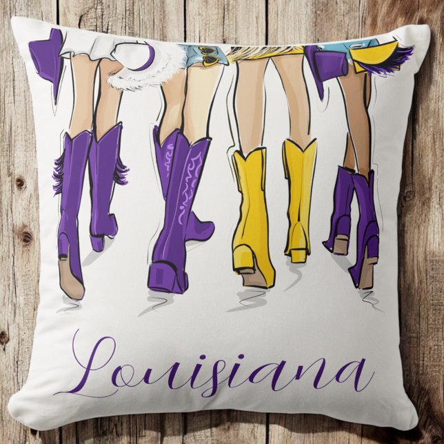 Coussin Louisiana Dames Mode Cowboy Boot violet jaune (Créateur téléchargé)