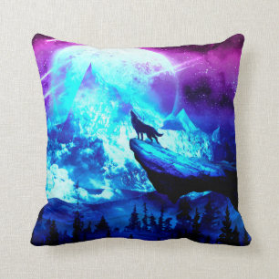 Coussin Loup coloré hurlant