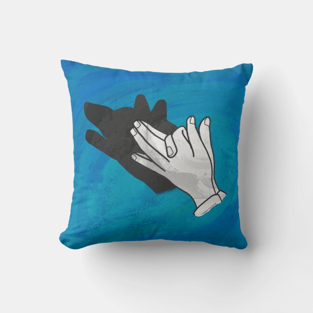 Coussin Loup en bleu (Recto)