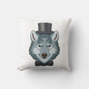 Coussin Loup en marié avec nœud papillon