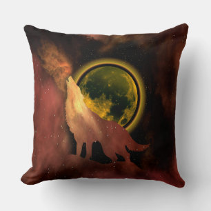 COUSSIN LOUP HURLANT DANS L'ESPACE LUNE GALAXIE