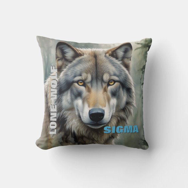 Coussin Loup solitaire masculin de Sigma (Recto)