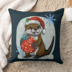 Coussin Loutre de Noël
