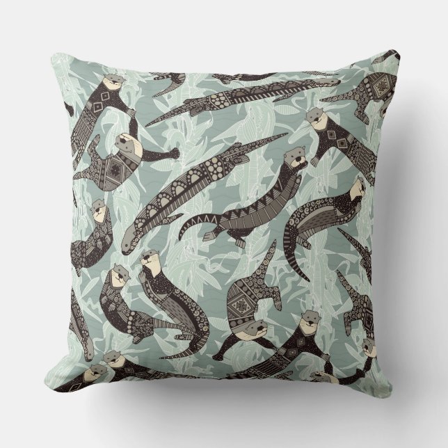 Coussin loutres de mer argent (Recto)