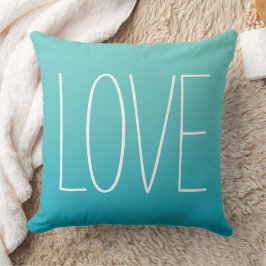 Coussin Love Aqua Blue Modern Typographie simple