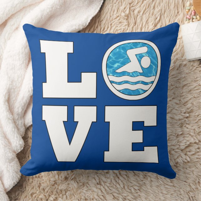 Coussin LOVE BAIN Nager Mignonne Swimmer ou Swim Team Coac (Couverture)