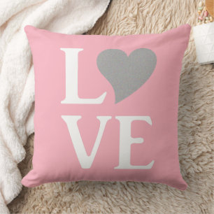 Coussin Love Bride & Co Mariage Rose & Argent Décor
