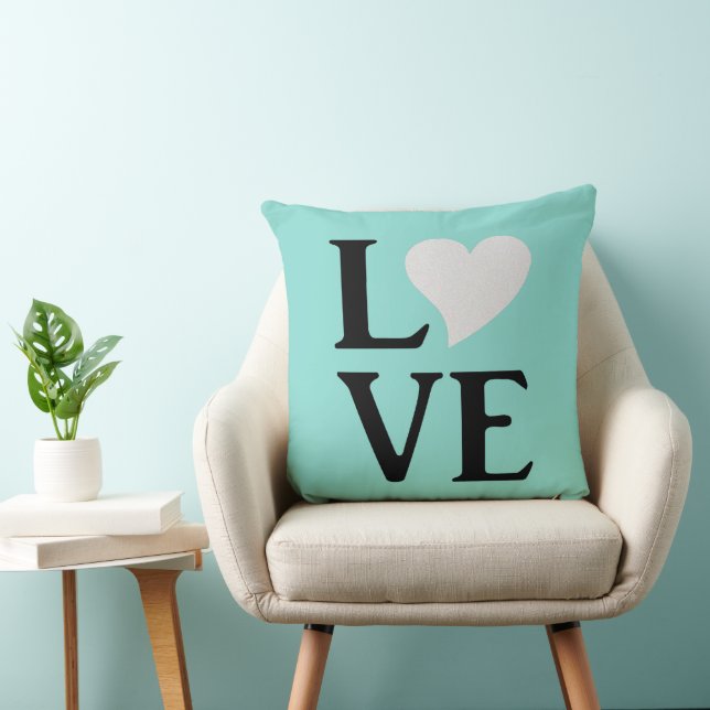 Coussin Love Bride & Co Turquoise Blue Mariage Décor (Chaise)