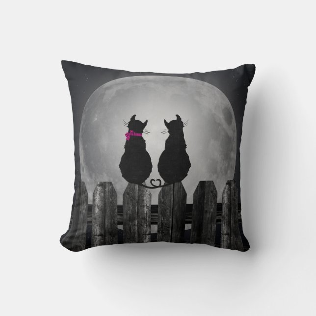 Coussin Love Cats in Moonlight (Recto)