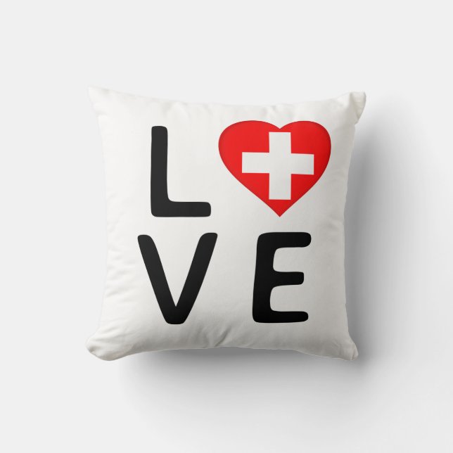 Coussin Love - Drapeau Suisse (Recto)