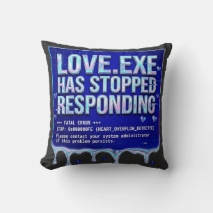 Coussin Love Exe Écran Bleu de la Mort Y2K Tech Drôle Pr