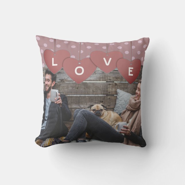 Coussin Love Hearts Banner Romantic Overlay Photo (Recto)