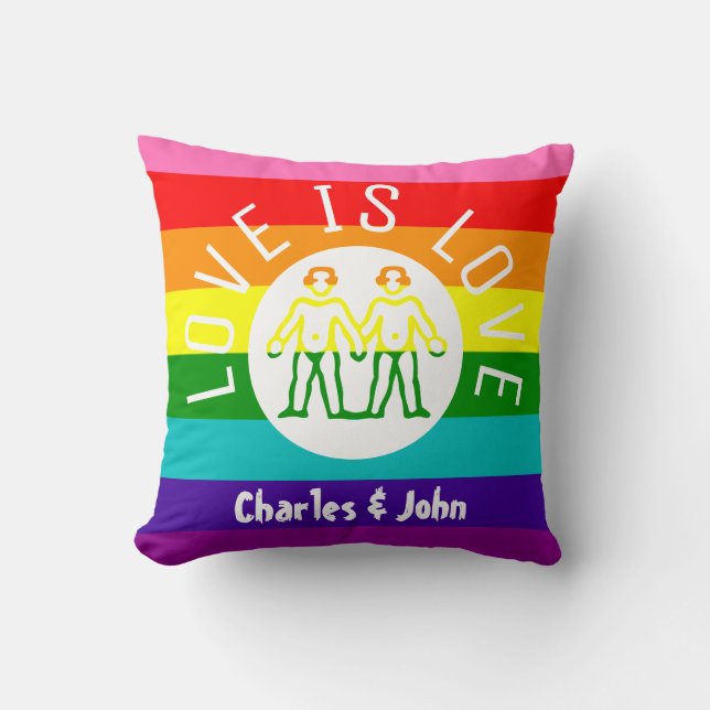 Coussin Love is Love Typography Gay pride LGBT Rainbow (Recto)
