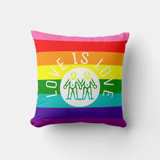Coussin Love is Love Typography Gay pride LGBT Rainbow (Recto)