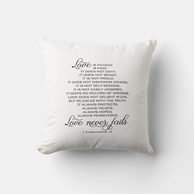 Coussin Love Is Patient Proposal Love Never Fails Heartfel (Recto)