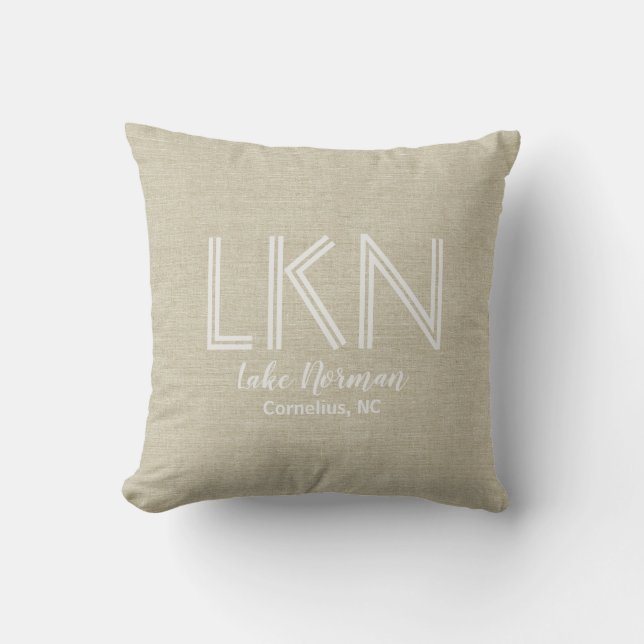 Coussin LOVE LAKE LIFE nom de lac personnalisé (Recto)