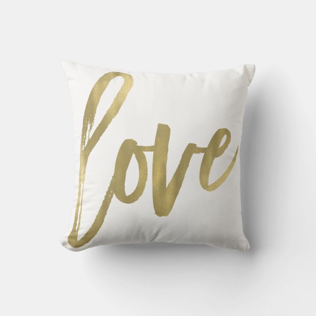 Coussin Love Modern tendance Script Typographie Type Or (Recto)