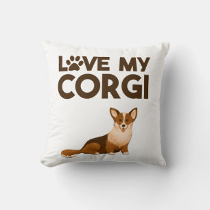 Coussin LOVE MY CORGI with Dog Illustration