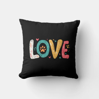 Coussin LOVE Paw – Typographie Artistique pour Amoureux de