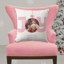 Love Peace Joy Pink Poinsettia Photo de Noël