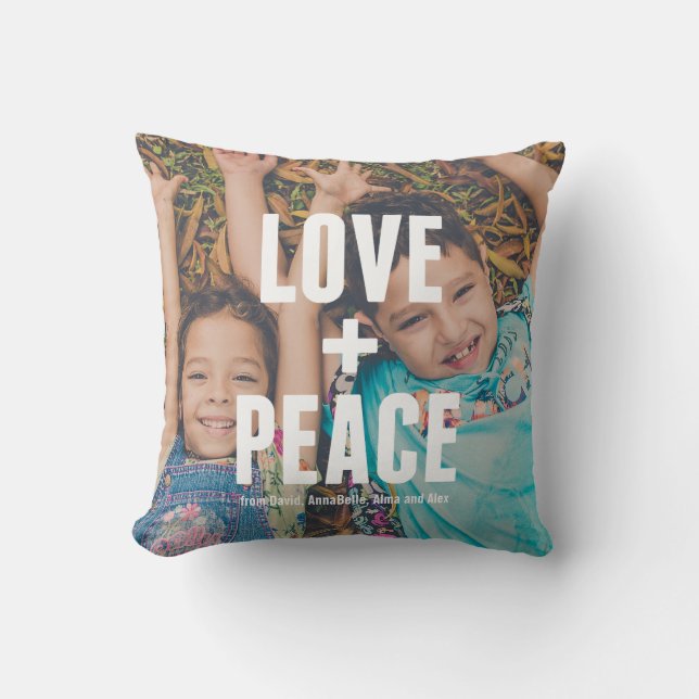 Coussin Love + Peace Modern Mini Typographie De La Photo (Recto)