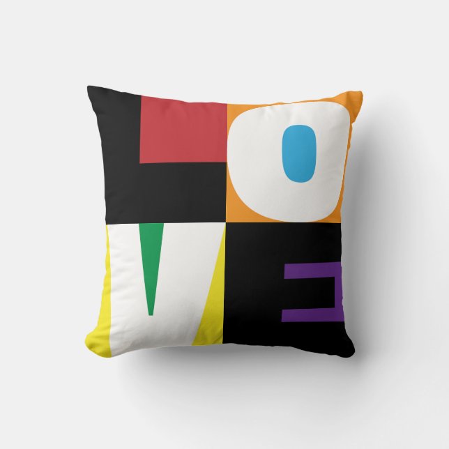 Coussin Love Rainbow Colors Clean-Cut Letter Art Design (Recto)