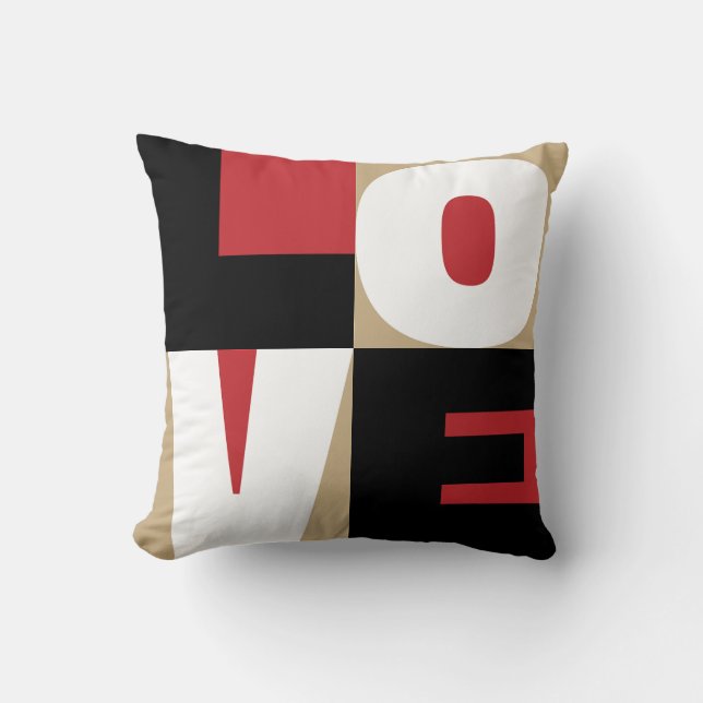 Coussin Love Red Black Gold Clean-Cut Lettre Art Design (Recto)