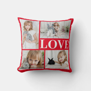 Coussin Love Red Romantic 4 Photos Collage Saint Valentin