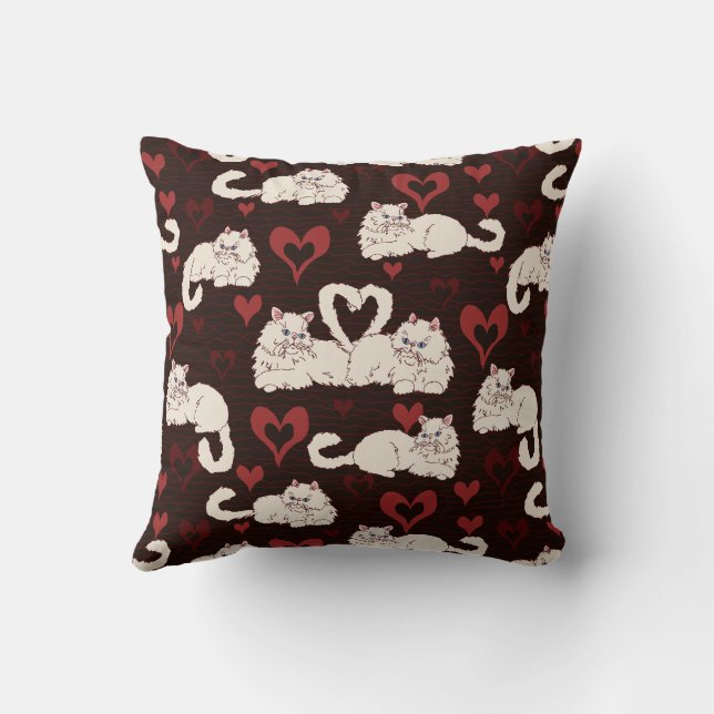 Coussin Love Tail of Cats with Heart and Stripes Black (Verso)
