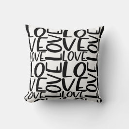 Coussin Love Typographie noir blanc Motif de texte